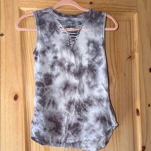 SO Charcoal Tie-Dye Cut-Out Tank Top